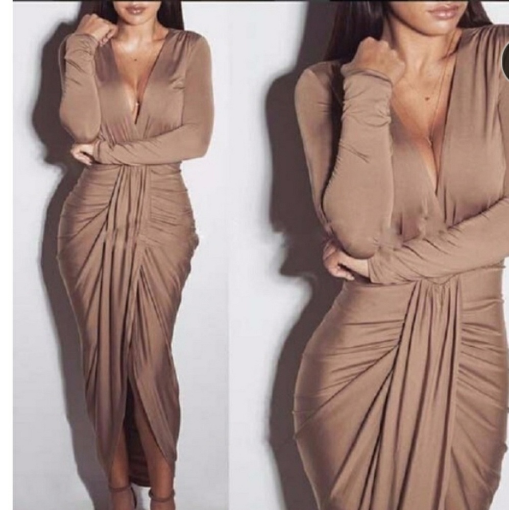 Nude Long Sleeve Dress